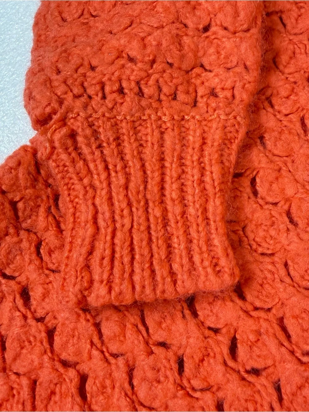 Women’s XS Free People Oversized Long Sleeve Orange Chunky Retro Sweater